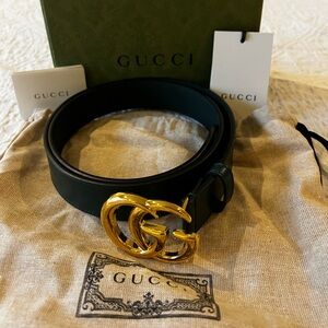 Authentic GUCCI Calfskin Double G 1.5 in/40 mm Belt 85/34.